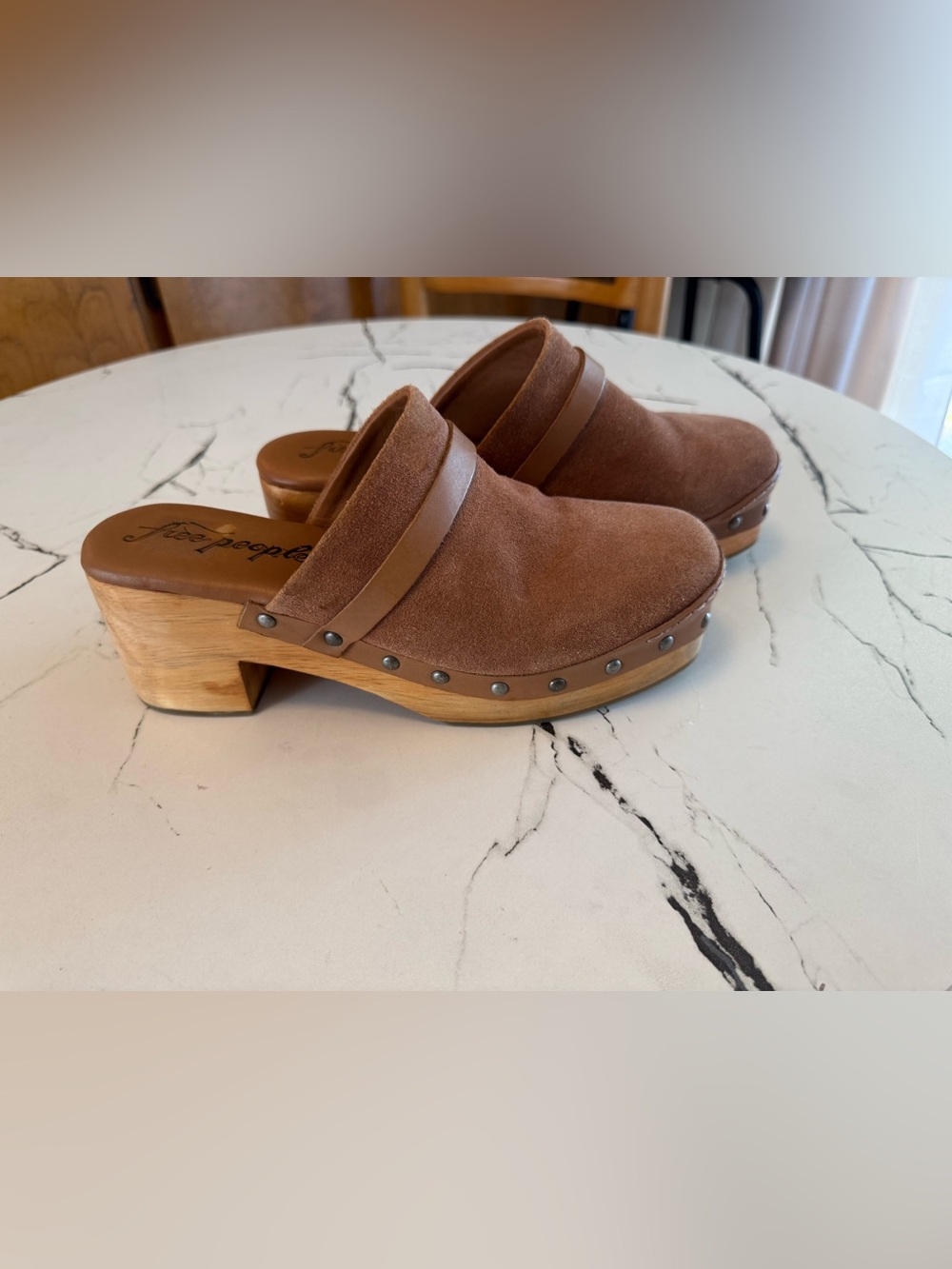 Free People Brown Suede Women's Clog Heels - size 39/8.5